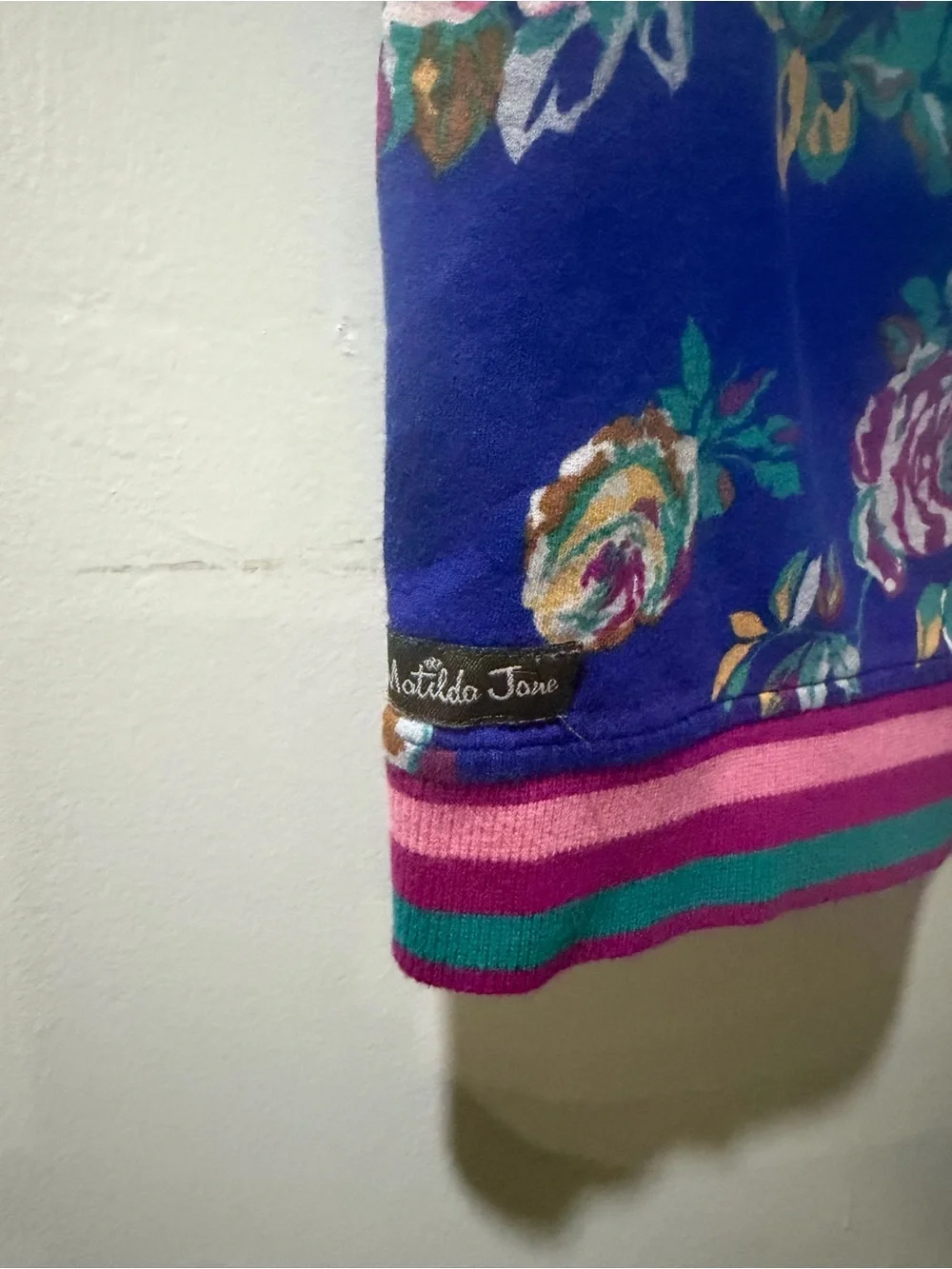 Matilda Jane Blue Floral Ruffle Sweatshirt with Pink Trim